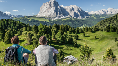 Mountains as far as the eye can see in the summer in Val Gardena