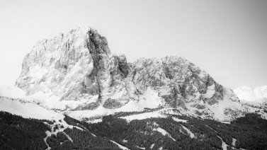 Winterlicher Langkofel/Plattkofel, klassische Aufnahme