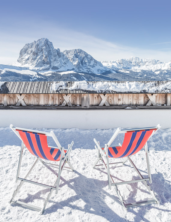 Liegestühle Dolomiten erleben Gröden Hotel